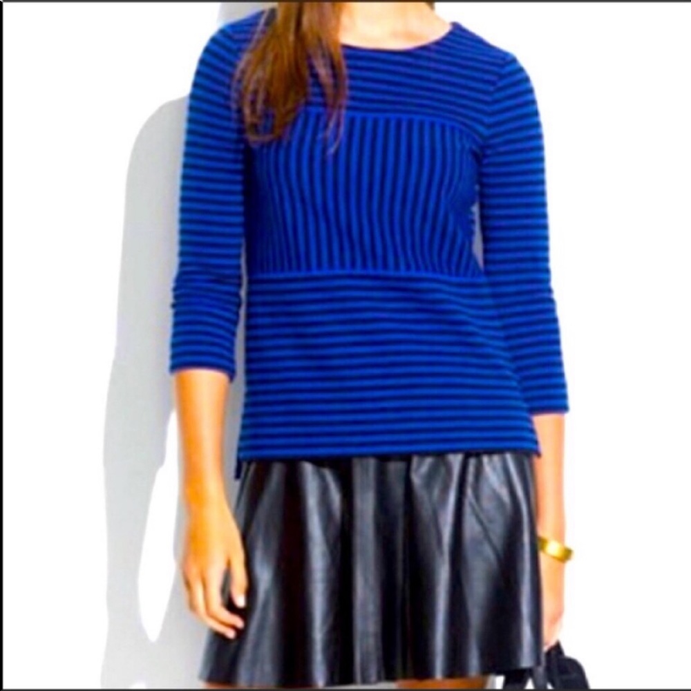 Madewell Blue/Black Striped Top - Like New!